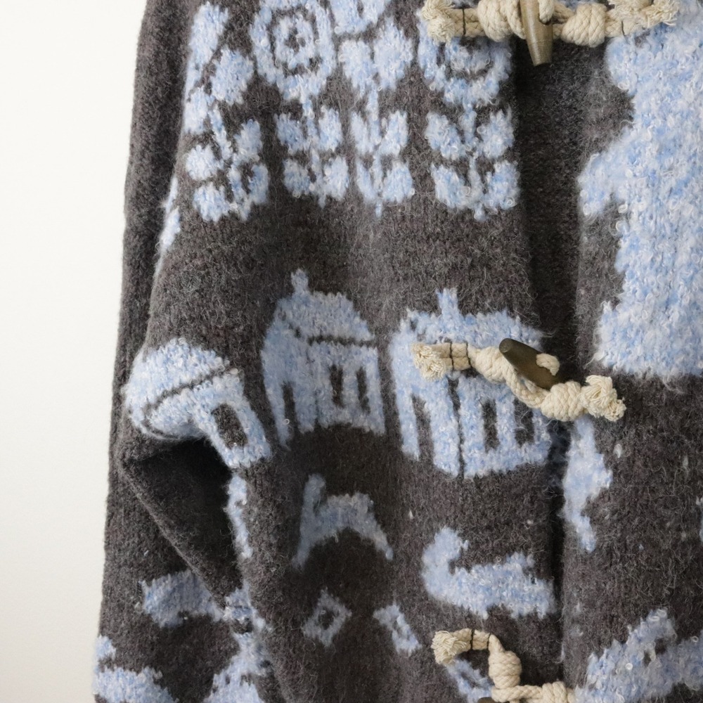 Free People Home Sweet Home Cardi Cardigan Sweater Small Grey Blue Bunny Toggle - Picture 6 of 9